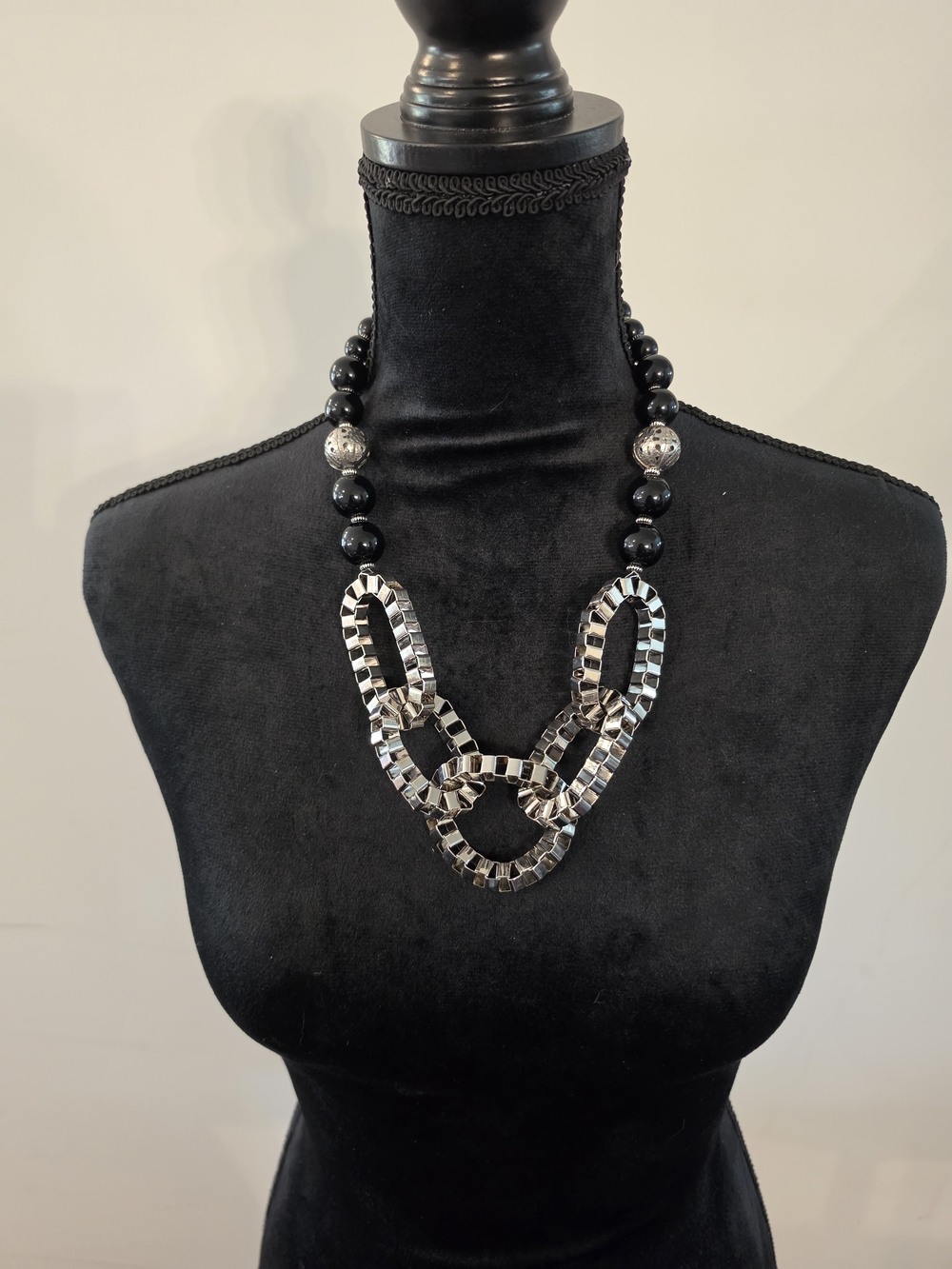 Black and Silver Statement Necklace - Women Jewelry